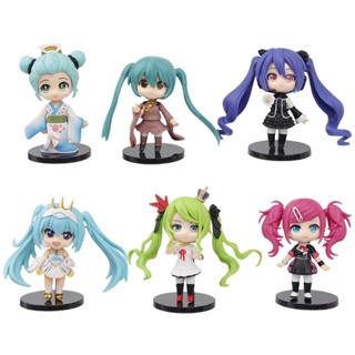 6件/套卡通動漫初音未來虛擬偶像和服初音Q版PVC可動人偶模型房間裝飾收藏公仔玩具