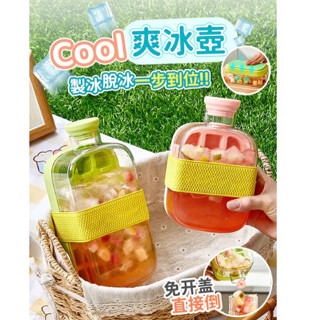【✨第二件半價】Cool爽冰壺 夏日冰壺 冰塊壺 製冰水壺 按壓式製冰盒 冰塊水壺 製冰水杯 吸管冰壺
