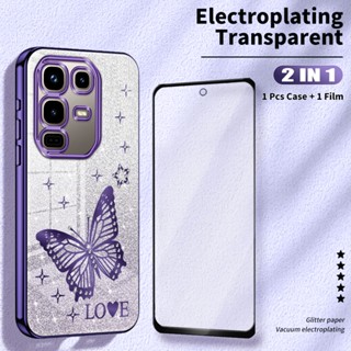 2 合 1 Infinix Note 50 50 Pro 4G X6858 手機殼豪華閃亮水晶電鍍手機殼帶陶瓷保護膜