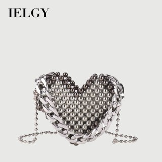 IELGY 女士迷你女士串珠愛心手提包 晚宴包 鏈條斜跨斜揹包