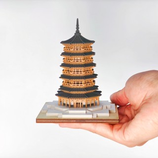 鐳射切割 立體紙雕模型 應縣木塔 一隅之景 傳統古建築文創 DIY手工 小擺件 創意設計 禮物 文藝 紙風景 解壓拼裝