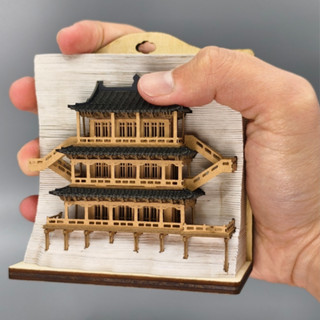 鐳射切割 立體紙雕模型 懸空寺 一隅之景 傳統古建築文創 冰箱貼 DIY手工 小擺件 創意設計 禮物 文藝 紙風景 解壓
