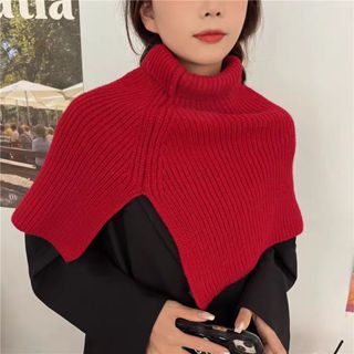 圍巾女秋冬新款時尚外搭套頭圍脖素色百搭護頸脖套針織毛線披肩