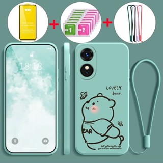 Oppo A17K 5G 2022 oppo a60 4g 手機殼軟殼液體矽膠保護套防震保護套新設計美學蝴蝶熊帶 9D