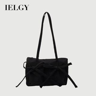 IELGY 蝴蝶結托特包 大容量單肩簡約素色通勤腋下包