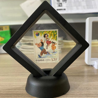 10個裝 錢幣展示框展示框展示架3D展示框 珠寶錢幣展示 配支架透明薄膜飾品盒 飾品盒 首飾盒 防氧化密封盒