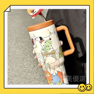 「小可龍精選」冰霸杯巨無霸吸管保溫杯,保溫玻璃用手柄和不銹鋼吸管,真空保溫,旅行咖啡杯1200ml