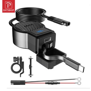 OATSBASF機車防水USB QC36W手機充電器插座帶PD36W TypeC伸縮電纜，電動汽車帶電壓顯示的快速充電器