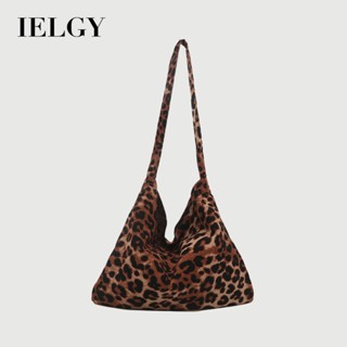 IELGY 豹紋帆布包 學院風托特包 休閒大容量手提斜揹包