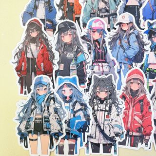 60張機能風美少女大尺寸貼紙ins風手機殼diy筆記本行李箱可愛裝飾