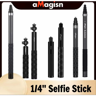 AMagisn 3M隱形自拍杆碳纖維加長獨腳架適用Gopro/影石Insta360 X5/X4/X3球頭轉向自拍杆