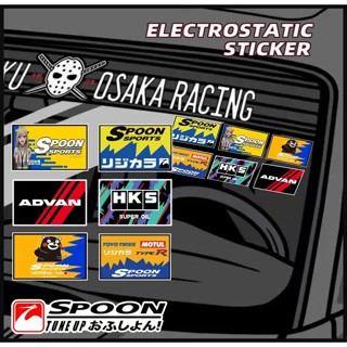 HONDA 6 件/套 JDM HKS Advan 日本貼紙前擋風玻璃靜電貼紙適用於勺子本田思域 Mugen Power