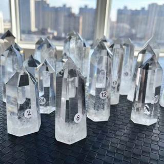 天然白水晶柱白色透明六稜柱雙尖水晶柱/消磁/水晶/碎石/盆栽/魚缸/純淨/淨化七星陣 現貨文昌石考試智慧想像力好運石客廳