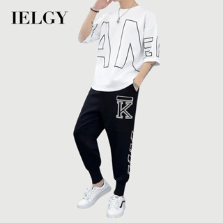 IELGY 男士休閒運動套裝上衣+長褲透氣時尚款式
