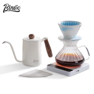 BINCOO 藍冰島手沖咖啡壺套裝 陶瓷濾杯 萃取杯 分享壺 過濾咖啡器具 500ML