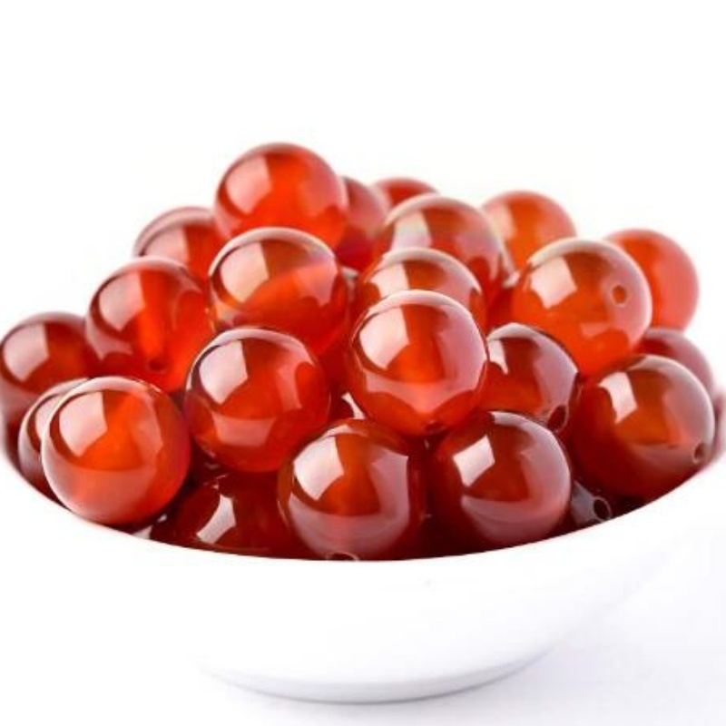 天然紅瑪瑙散珠單珠紅色圓珠串珠子DIY飾品小鳳主播