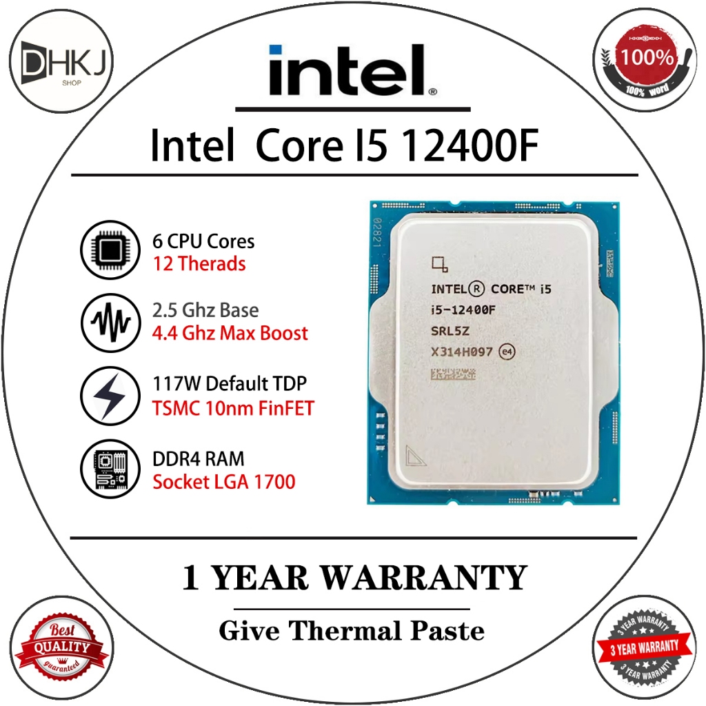 二手英特爾酷睿i5-12400F I5 12400F 4.4GHz六核十二線程CPU 117W LGA1700