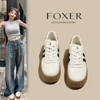 FOXER 女士白色帆布鞋舒適耐用運動鞋時尚百搭休閒鞋