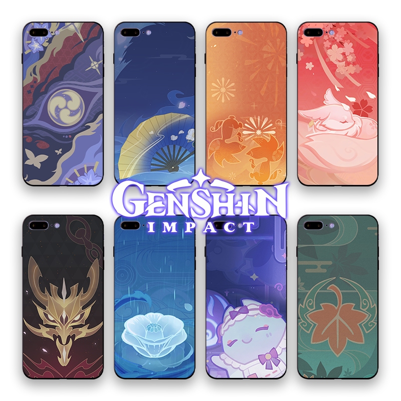 Genshin Impact 稻妻 角色名片強化玻璃手機殼 液態矽膠手機殼適用大部分手機型號