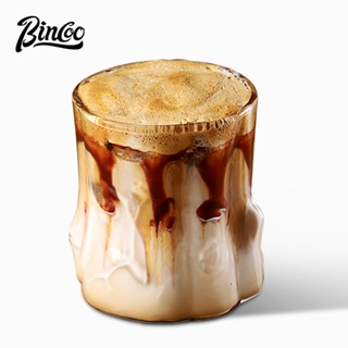 BINCOO 耐熱玻璃咖啡杯 透明復古美式下午茶杯 意式濃縮拿鐵杯子 300ML