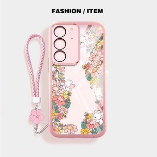 適用於 Oppo Realme C85 C75X C75 C71 C65 4G 5G 綠森林透明防震手機殼帶花繩的 VR