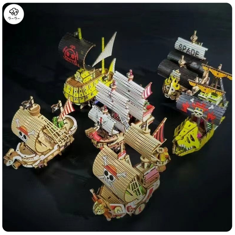 海賊王 木質拼裝 3D立體模型 (盲盒隨機一款) 手工DIY 收藏擺件 創意禮物 陽光桑尼號黃金梅利號