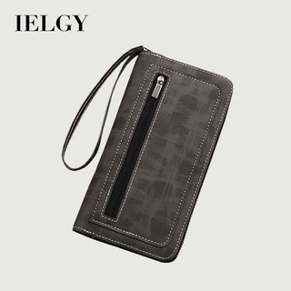 IELGY 男士錢包長款拉鍊零錢包大容量手拿包