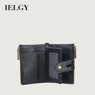 IELGY 男士短款錢包雙拉鍊多卡槽