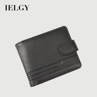 IELGY男士錢包短款多卡荔枝紋商務錢包