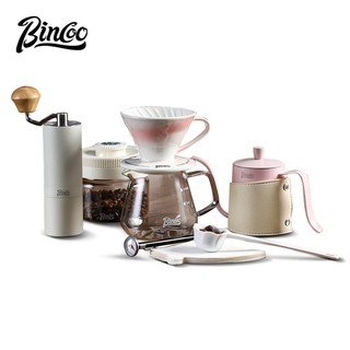 BINCOO 手沖咖啡壺套裝 玻璃分享壺帶陶瓷V60過濾杯 家用沖泡全套咖啡器具