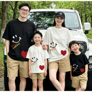 新潮♥親子裝T恤夏季短袖男女上衣純棉圓領大學T時尚洋氣情侶裝全家裝一家三口旅行出遊家庭裝全家福班服團體裝童裝短T