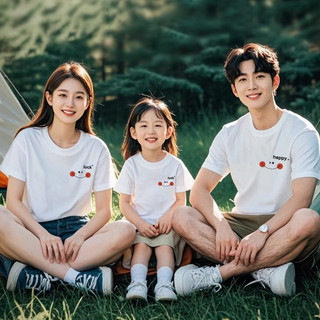 批發價親子裝T恤短袖男女上衣純棉圓領大學T夏時尚洋氣情侶裝全家裝一家三口旅行出遊家庭裝全家福班服團體裝童裝短T