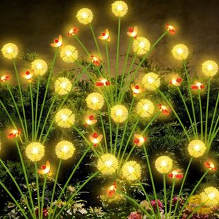 太陽能庭院燈戶外太陽能搖曳蒲公英蜜蜂燈防水搖曳螢火蟲燈適用於庭院小徑草坪露臺裝飾