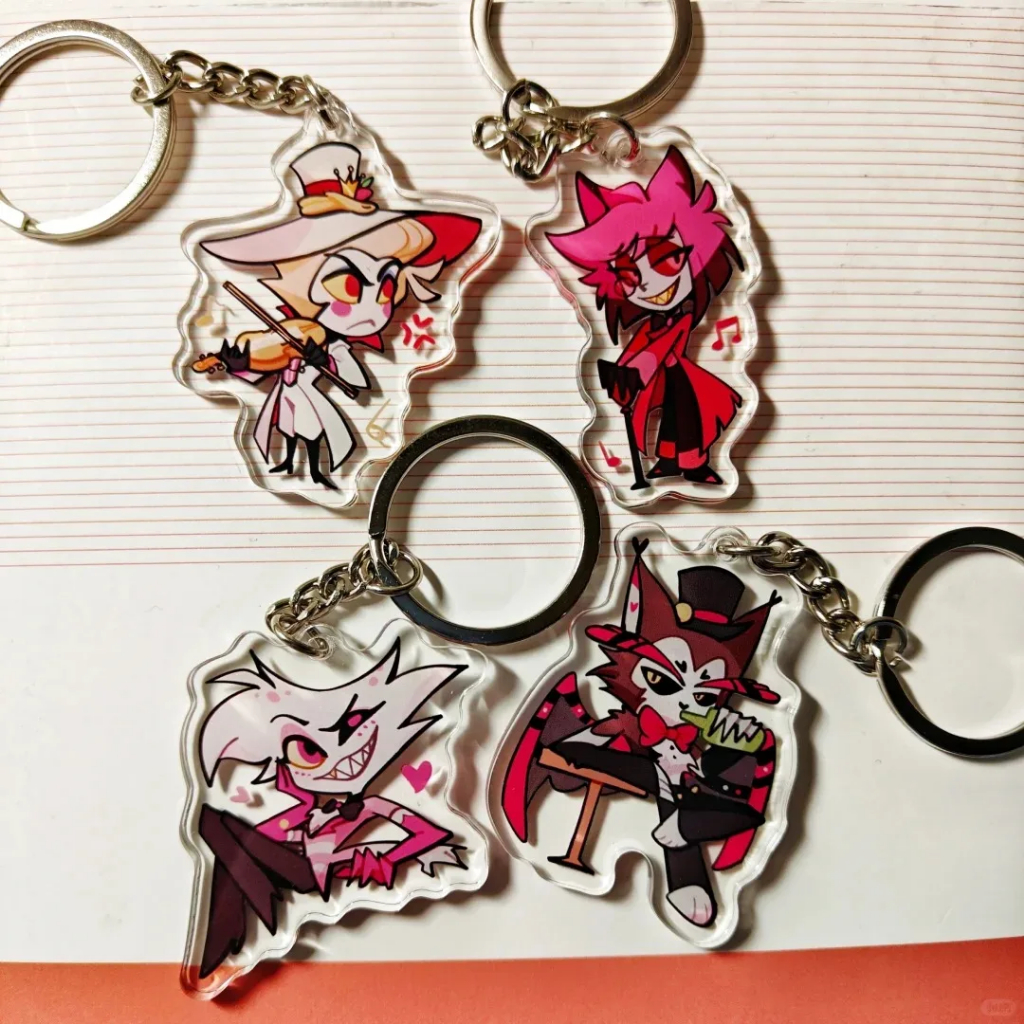 亞克力鑰匙扣創意 Helluva Boss 學生裝飾配件 Alastor 吊墜鑰匙圈透明殼 Vaggie 生日