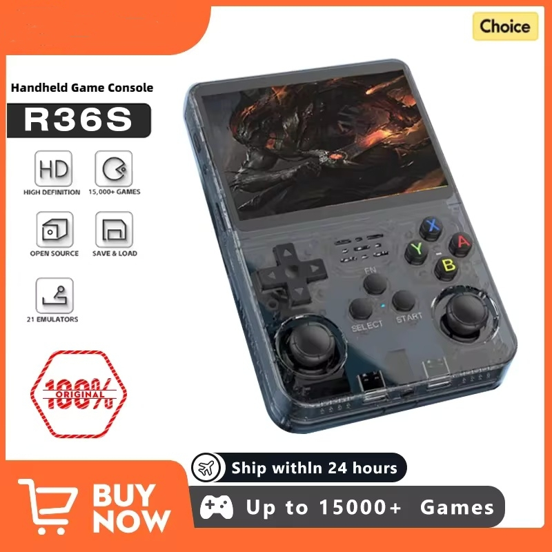 全新 R36S 復古手持遊戲機 Linux 系統 3.5 英寸 IPS 屏幕便攜式袖珍視頻播放器 64GB 遊戲兒童禮物