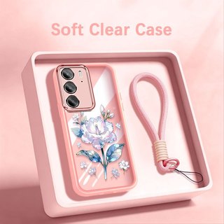 適用於 Oppo Realme C85 C75X C75 C71 4G 5G INS 水晶花透明防震手機殼帶掛繩的 VR