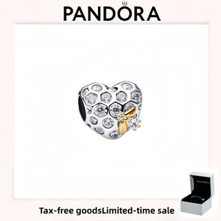 PANDORA 配飾(帶盒)高品質奢華節日愛情禮物布裡奇頓蜂窩和蜜蜂心形吊飾