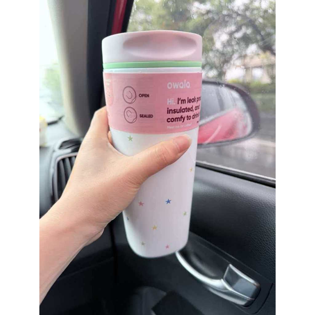 Owala SmoothSip 滑盖保温杯 防漏密封 保冷保热 时尚星星图案 大容量水杯