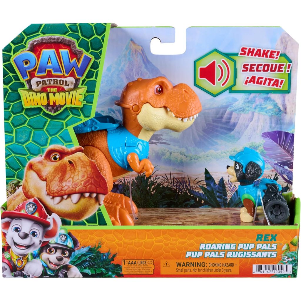 Paw Patrol：恐龍電影，雷克斯咆哮的小狗夥伴，包括髮音清晰的12.7釐米Timmy霸王龍形象和雷克斯動作形象，適