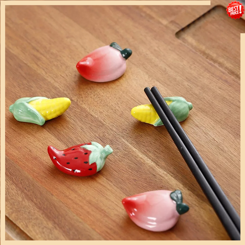 日式雜貨筷托   蔬菜水果筷子架   陶瓷可愛擺件  創意家居擺件