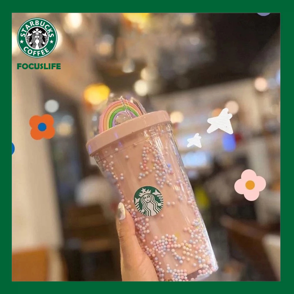 STARBUCKS Focuslife星巴克彩虹杯雙層少女吸管杯