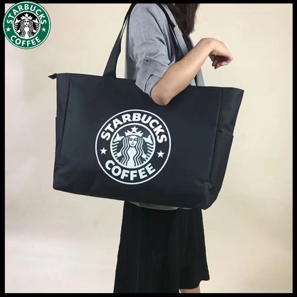 STARBUCKS 時尚星巴克帆布包防水旅行包大容量折疊購物袋耐用clufco