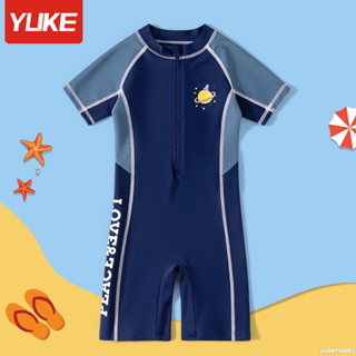 YUKE 兒童泳衣2023新款男童連身速乾透氣一件式泳衣小中大童寶寶專業訓練保守防曬游泳裝 現貨防曬