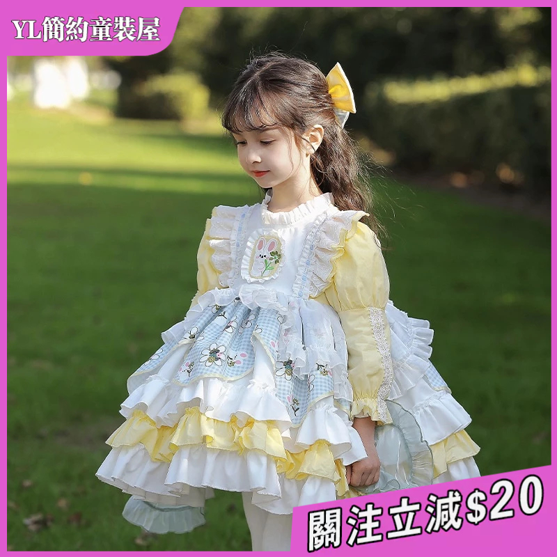 爆款 推薦 2023 春秋新款 女童 蘿莉塔 裙子 兒童 可愛 Lolita 蓬蓬裙 送髮飾