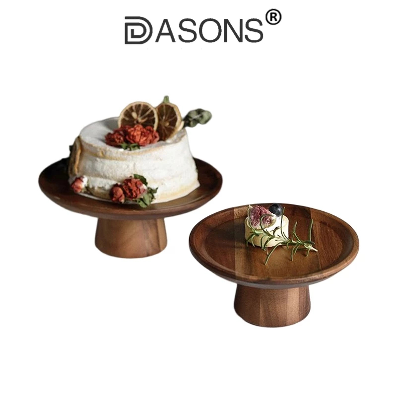 DASONS - ins風果盤 家用實木點心盤 壽司盤 木托盤 相思木高腳果盤 茶几餐桌托盤 點心木質蛋糕盤