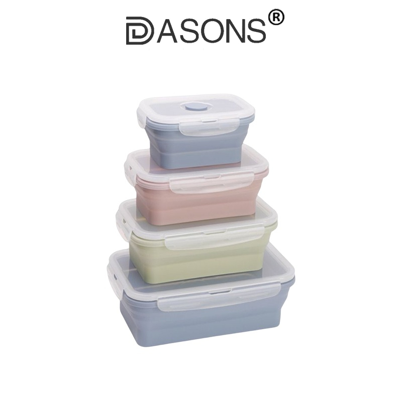 DASONS 莫蘭迪色彩飯盒 戶外矽膠摺疊碗 微波爐便當盒 食品保鮮盒 便攜餐盒 伸縮碗 泡麵碗 旅行便攜