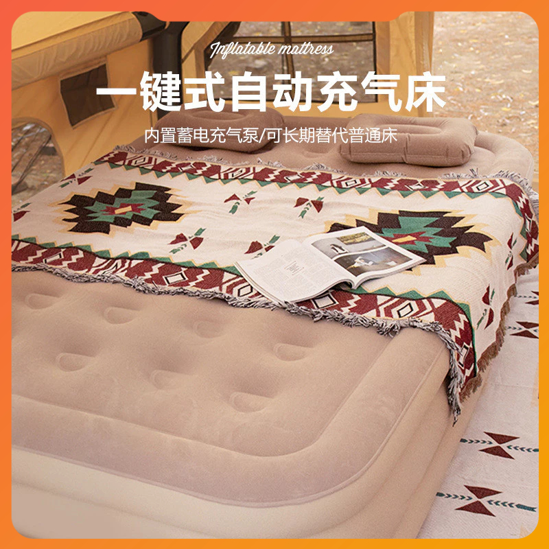 戶外露營床加高加厚植絨自動充氣墊充氣床單人雙人野營地墊午睡充氣床墊