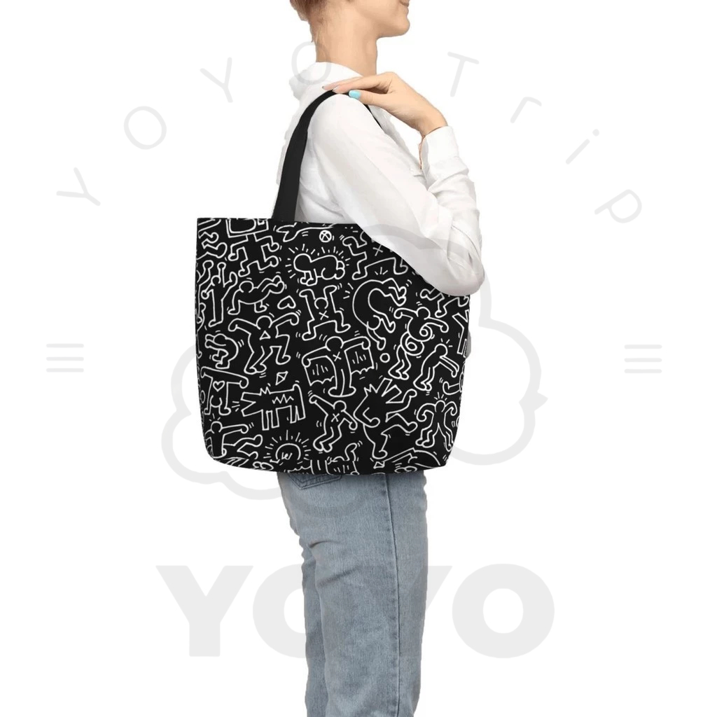 Keith Haring 單肩包大容量拉鍊購物袋女士手提包