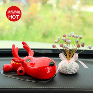 壹鹿平安 汽車 擺件 個性 創意 可愛 裝飾 陶瓷鹿 網紅 小鹿