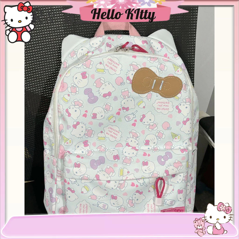 日系自製Hello Kitty蝴蝶結可愛貓耳朵大容量後背包